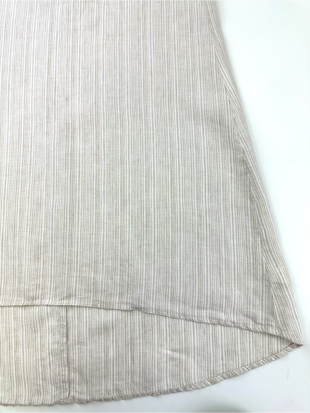 White Linen Maxi Slip Dress Gold Thread Antibes Blanc Small Resort - Picture 8 of 10